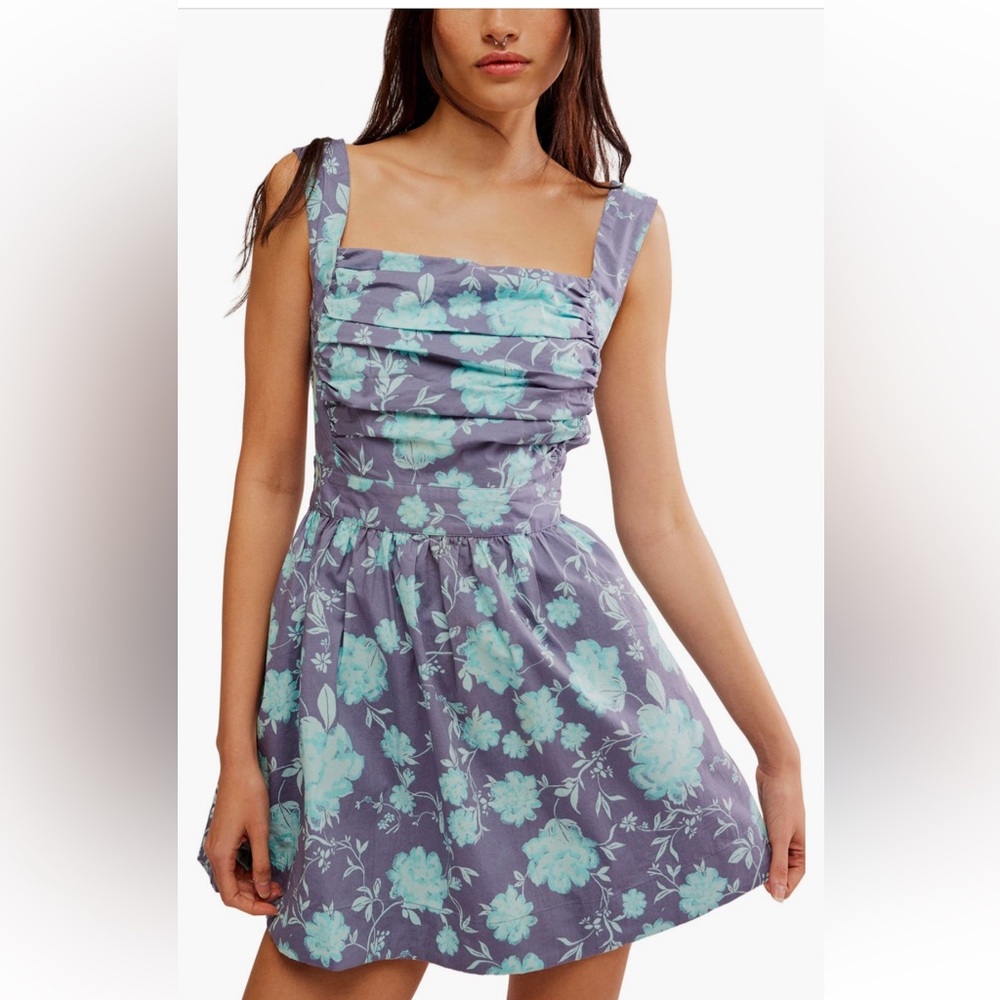 Free People Meet Me in Maui Mini Dress in Ocean Combo, Size M, NWT, $110